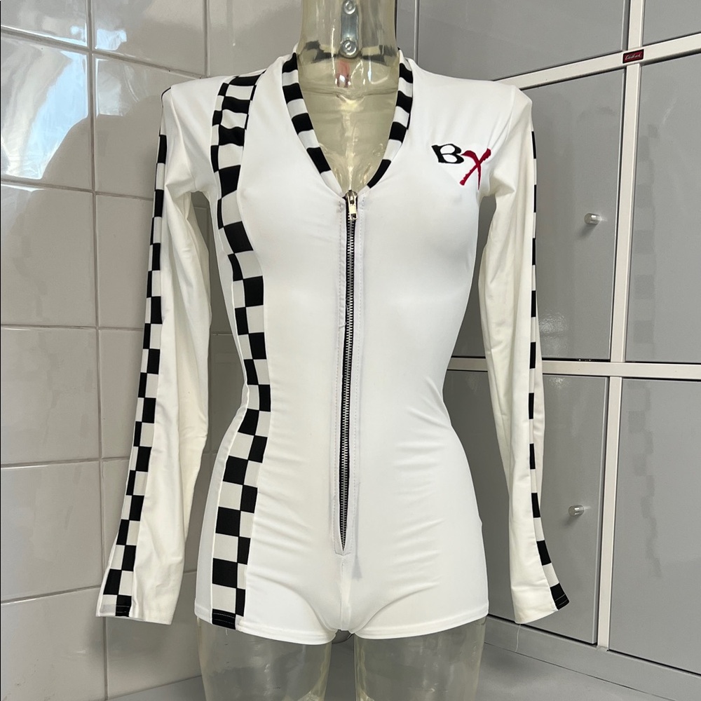 2000s Grid Girl Spandex Romper L Forplay Hollywood Racing Costume
